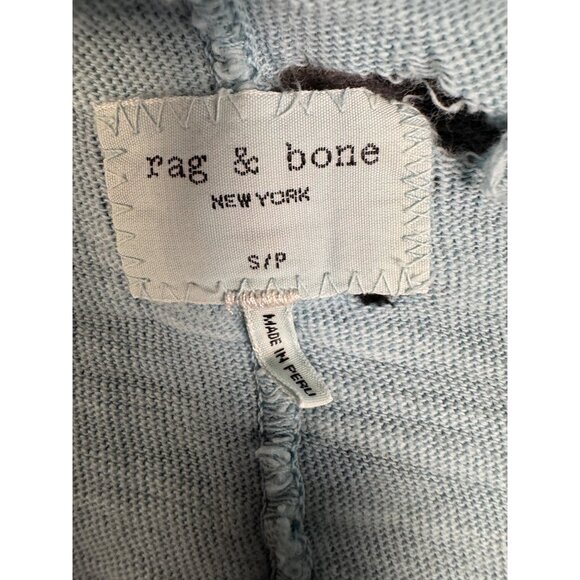 Rag Bone Shirt Mens Small Blue Henley Light Aqua Long Sleeve Destroyed Homeless - Picture 4 of 15